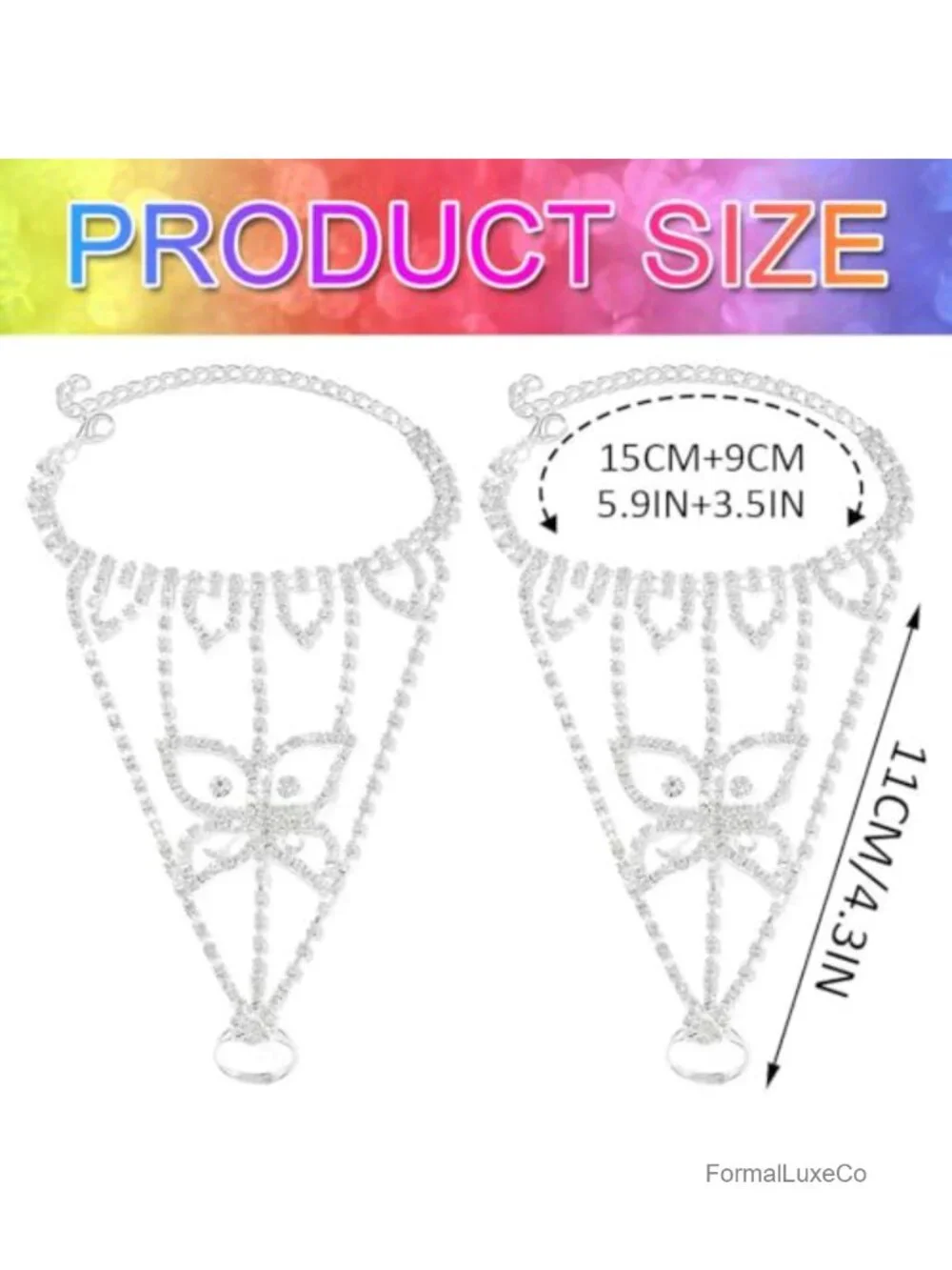 Rhinestone Fingerless Gloves Bridal Hand Chain Women Wedding